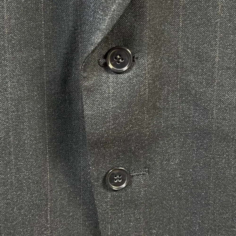 Vintage Rue Royale By Nino Cerruti Men Gray Pinstripe 80s Two Button Suit Jacket